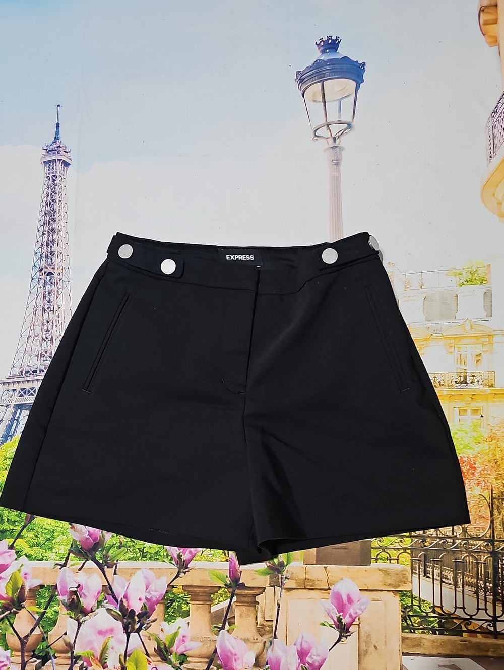 Express Black High-Rise Button-Accent Shorts Size 00